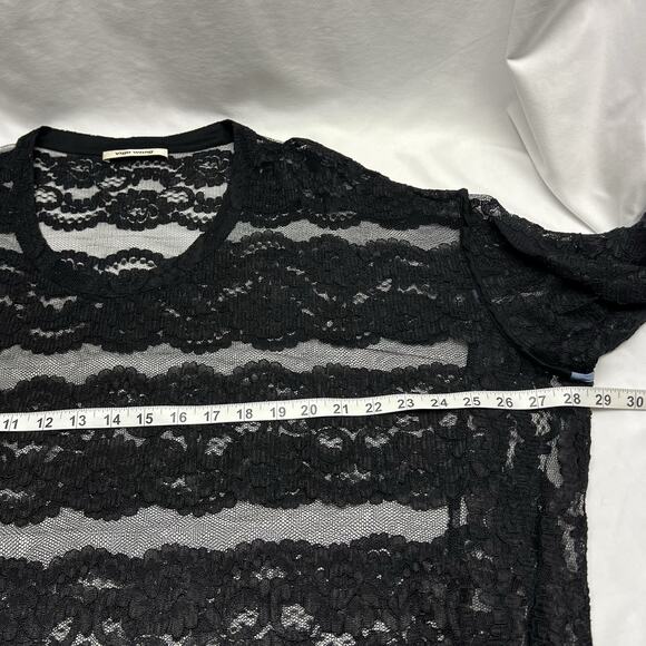 Viga Wang Black Lace Swim Cover Up Scoop Neck Short Sleeve One Size - Picture 7 of 8